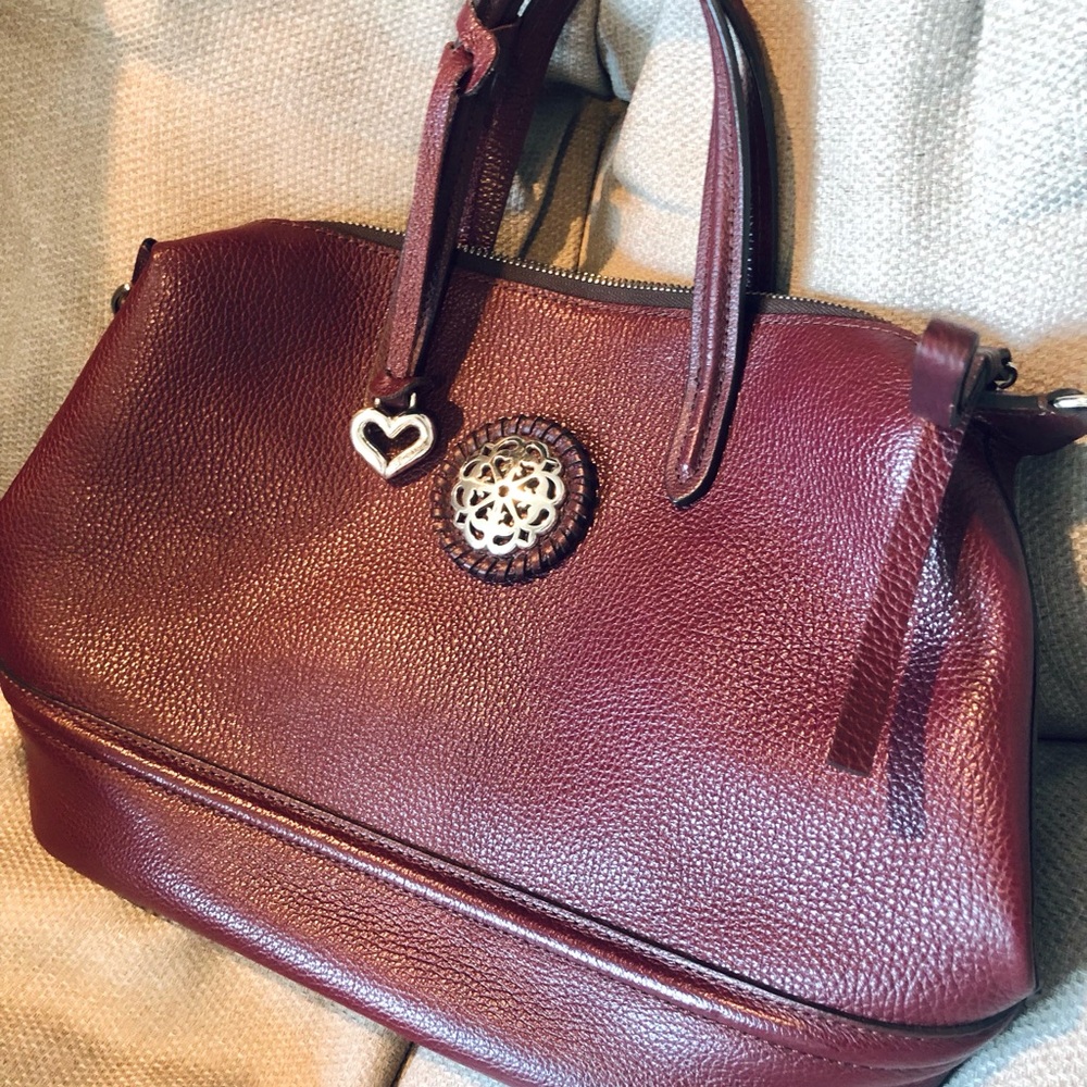 Brighton Ferrara Burgundy / Dark Red Leather Bag Satchel Purse